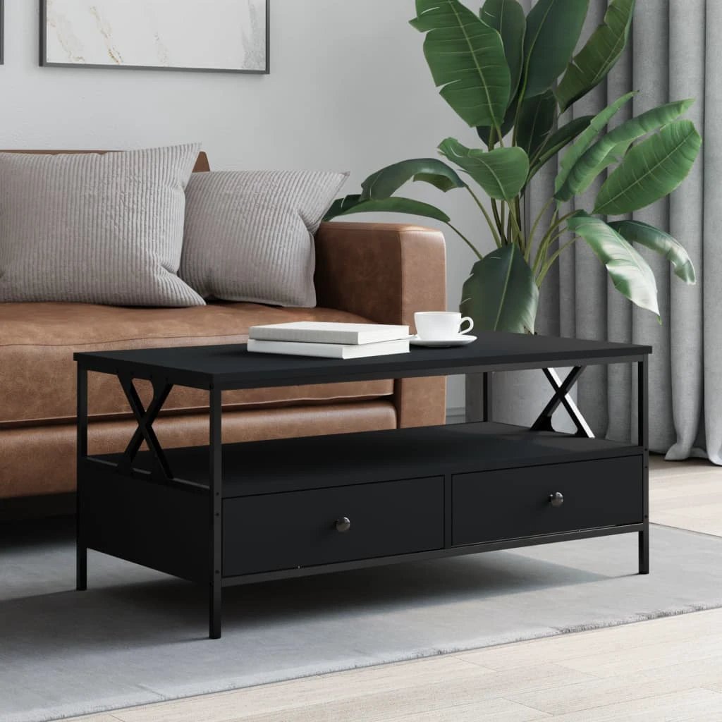 vidaXL VidaXL Coffee Table 100x51x45 cm Engineered Wood With Storage Drawers For Living Room - Coffee Table