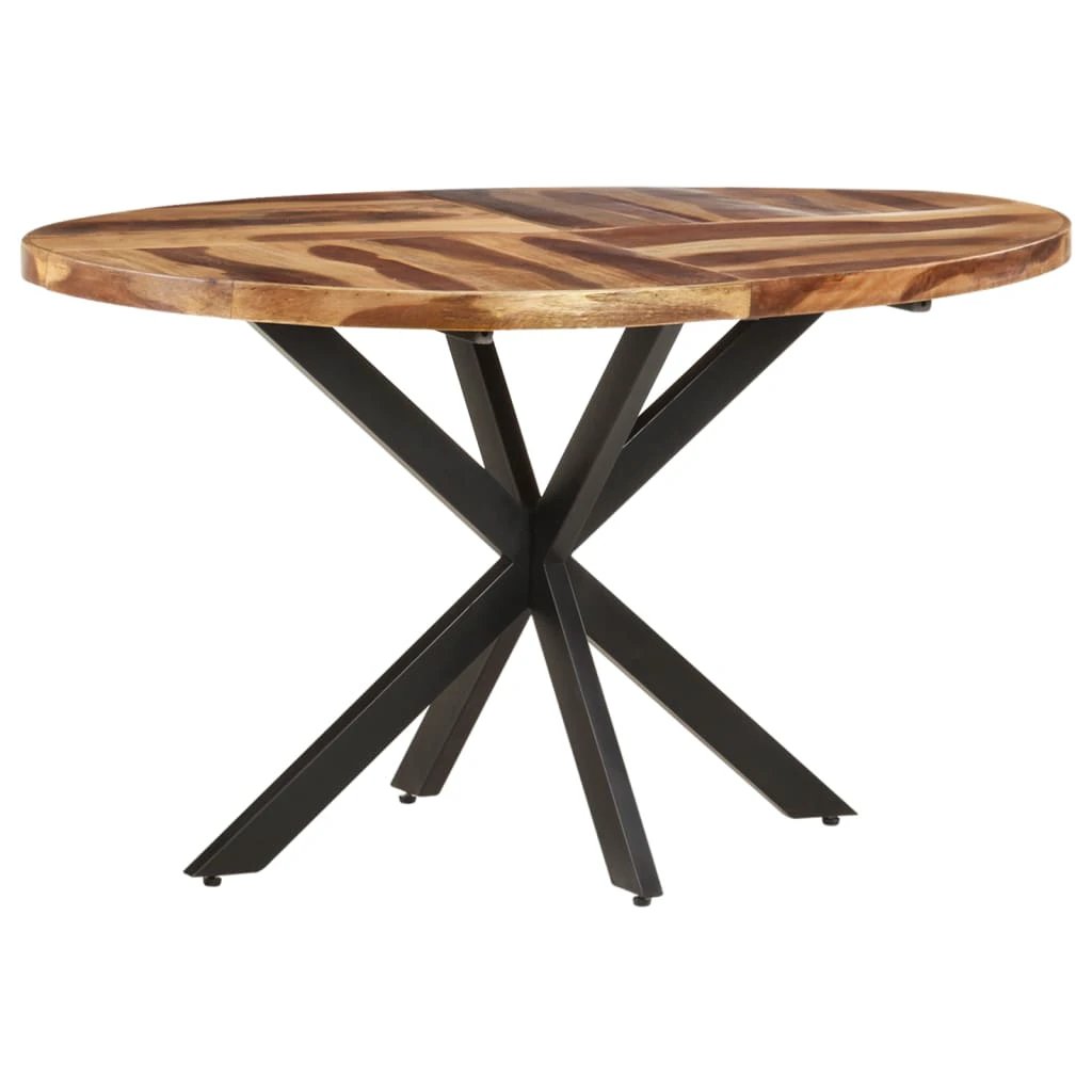 VidaXL Dining Table 160x90x75 cm Rough Mango Wood Powder Coated Steel Base for Family Dining by vidaXL