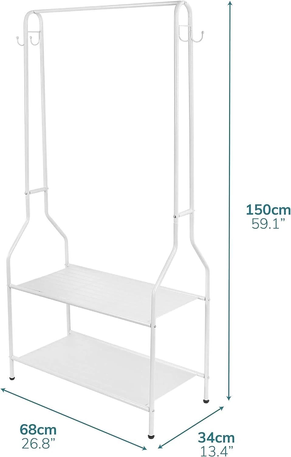 Sturdy Black Clothes Rail Two Shelves Powder Coated For Home by House of Home