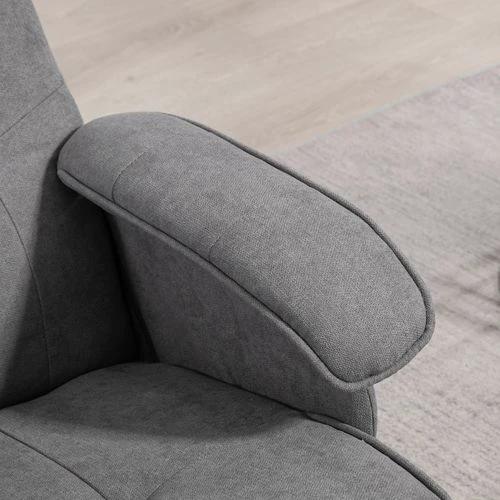 HOMCOM Swivel Recliner Chair and Footstool Linen-touch Fabric Wooden Base, Grey by HOMCOM