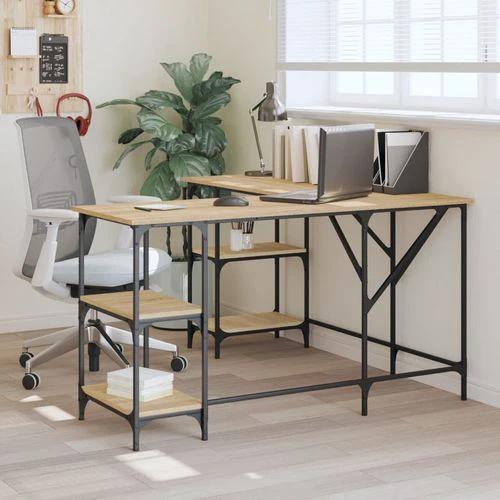 vidaXL L-Shaped Desk 139x139x75 cm Engineered Wood with Open Shelves for Home Office Professionals by vidaXL