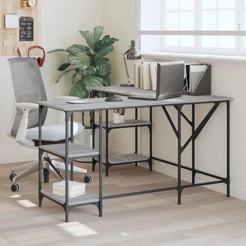 vidaXL L-Shaped Desk 139x139x75 cm Engineered Wood with Open Shelves for Home Office Professionals by vidaXL