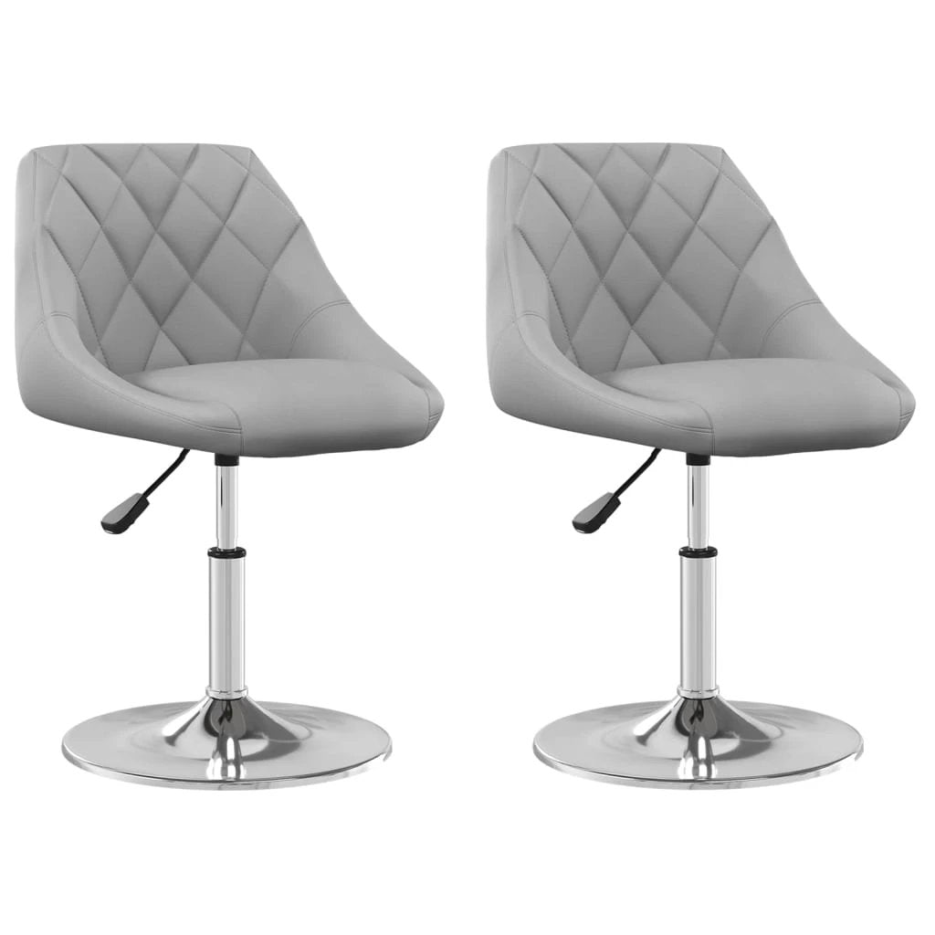 vidaXL VidaXL Swivel Dining Chairs 2 Pack Compact Light Grey Velvet Gas Lift For Home Bar - Dining Chairs