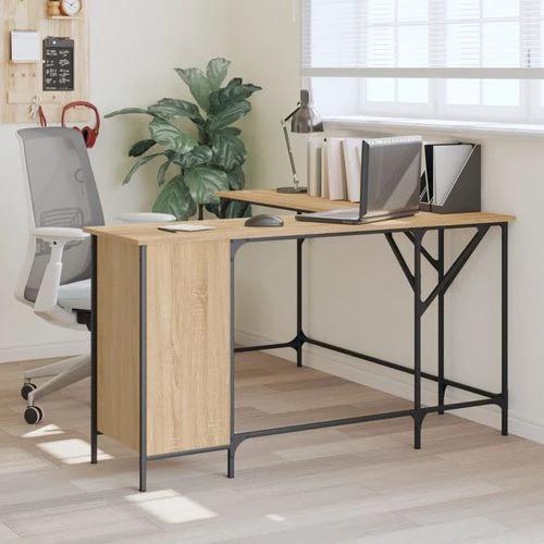 vidaXL Black Desk 141x141x75 cm Durable Engineered Wood for Home Office Use by vidaXL