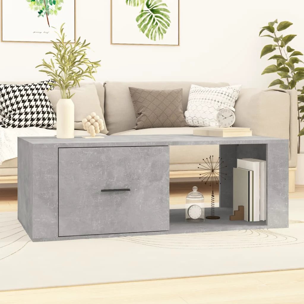 vidaXL VidaXL Coffee Table 100x50.5x35 cm Engineered Wood Concrete Grey Finish For Living Room - Coffee Table