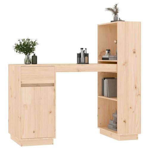 vidaXL Solid Pine Wood Desk 110x53x117 cm Rustic Design with Ample Storage for Home Office Use by vidaXL