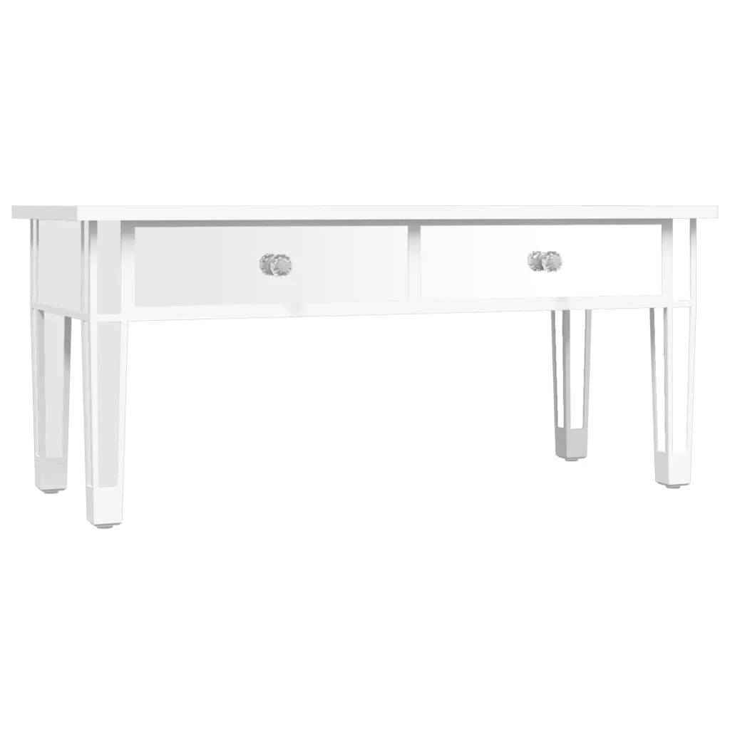 vidaXL VidaXL Mirrored Coffee Table 106x45x45 cm With Glass Top and Crystal Knobs for Living Room Decor - Coffee Table
