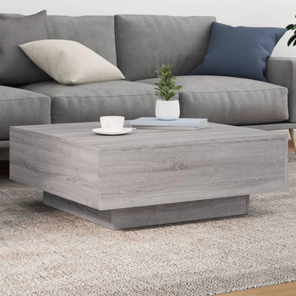 VidaXL Coffee Table 55x55x31cm With LED Lights Living Room by vidaXL