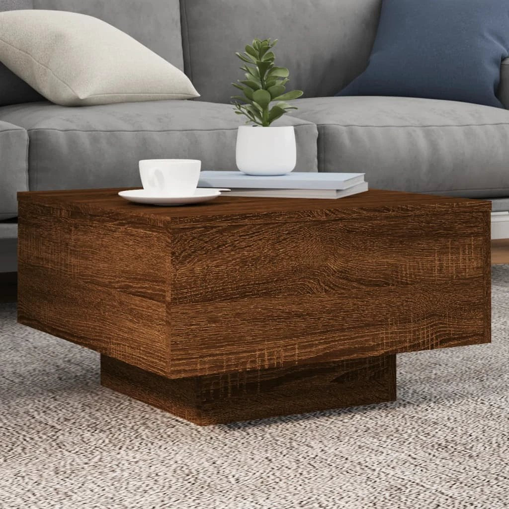 VidaXL Coffee Table 55x55x31cm With LED Lights Living Room by vidaXL