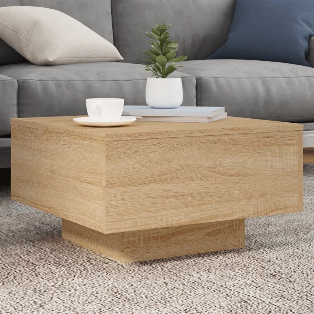VidaXL Coffee Table 55x55x31cm With LED Lights Living Room by vidaXL