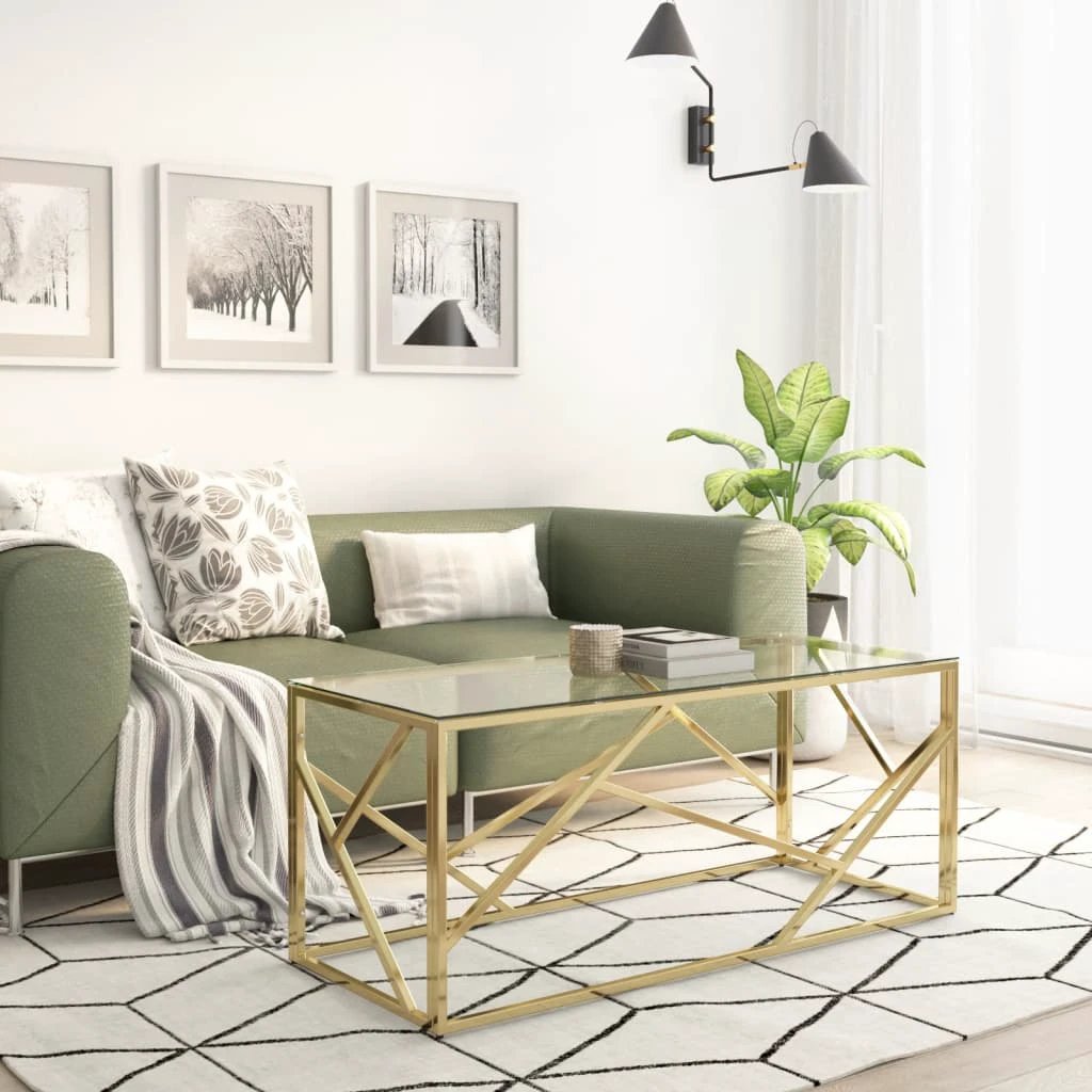 vidaXL VidaXL Coffee Table Stainless Steel Tempered Glass for Home - Coffee Table