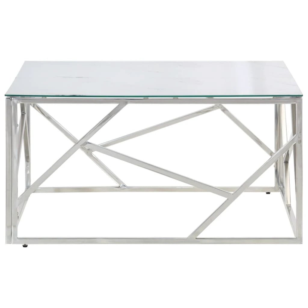 vidaXL Coffee Table 120 cm L 60 cm W Marble Effect Glass Top For Modern Living Rooms by vidaXL