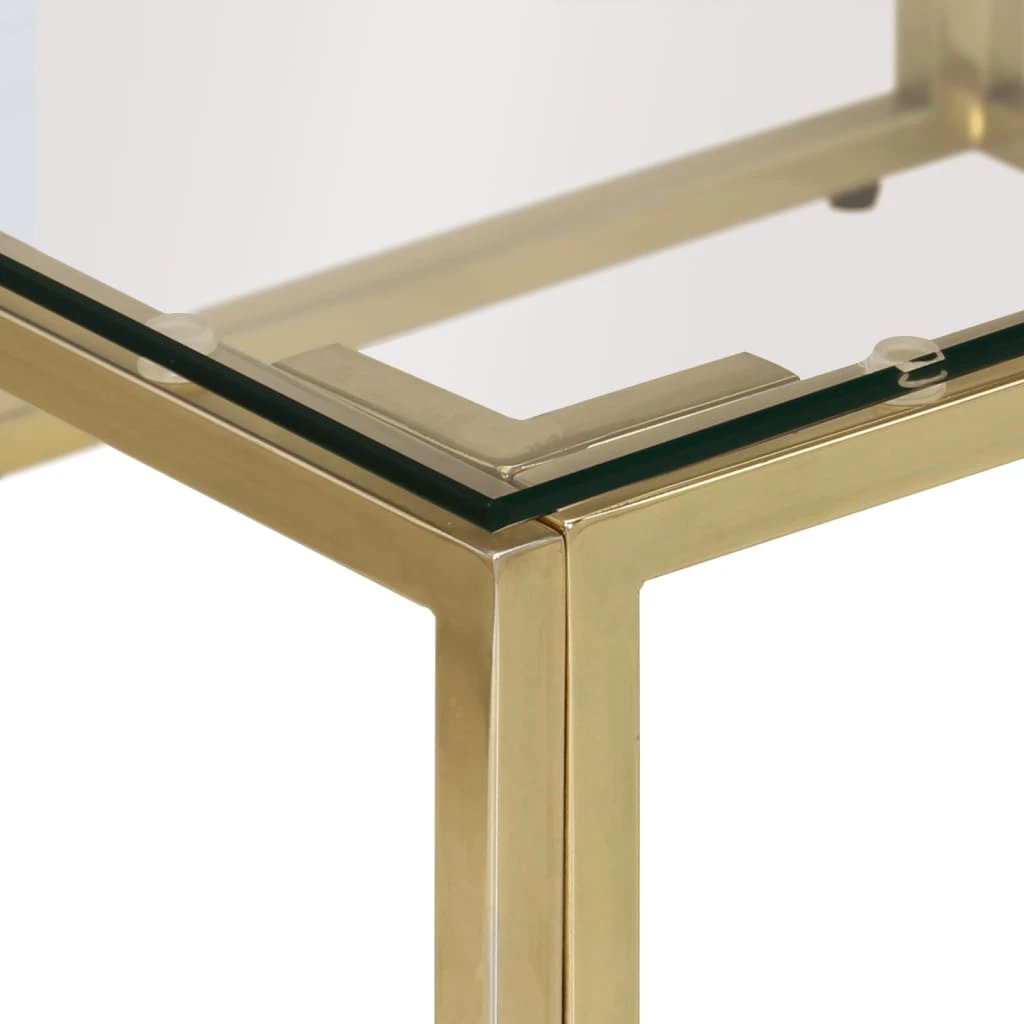 VidaXL Coffee Table Gold Stainless Steel Tempered Glass Top Geometric Frame For Living Room Decor by vidaXL