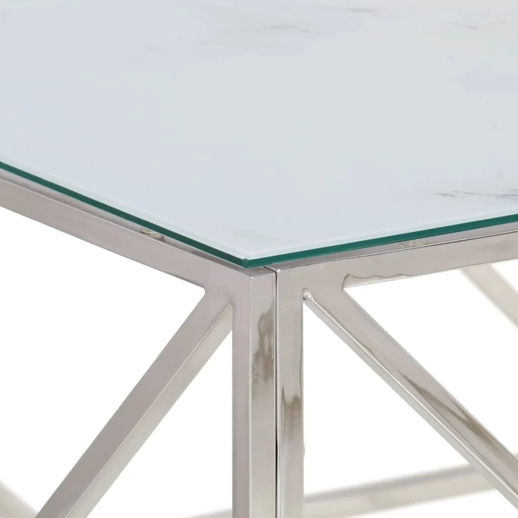 vidaXL VidaXL Coffee Table Silver Stainless Steel Tempered Glass Top Modern Centerpiece for Living Room - Coffee Table