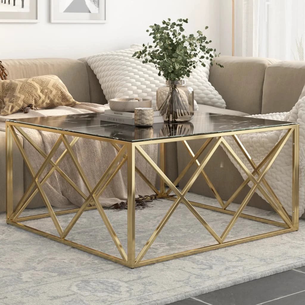 VidaXL Coffee Table 120x60 Cm Glass Top Stainless Steel Home by vidaXL