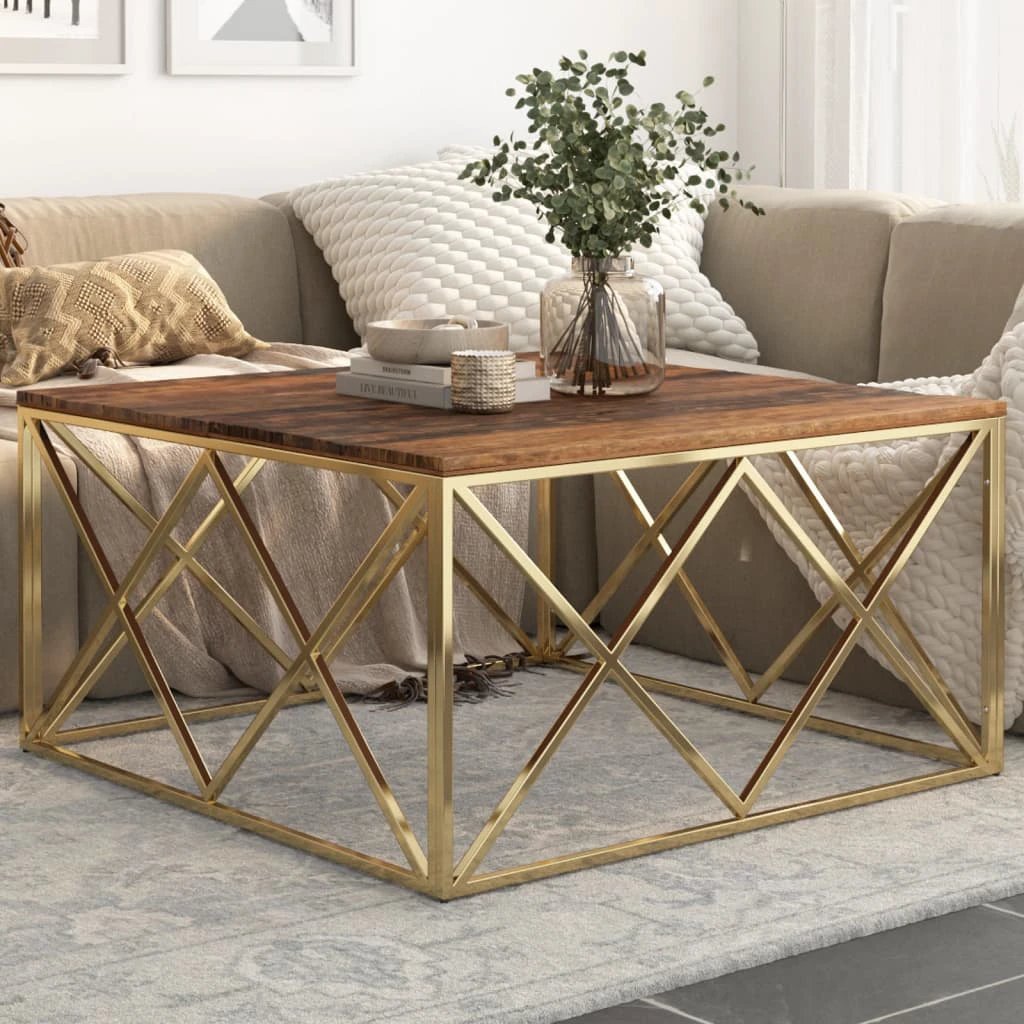 VidaXL Coffee Table 120x60 Cm Glass Top Stainless Steel Home by vidaXL