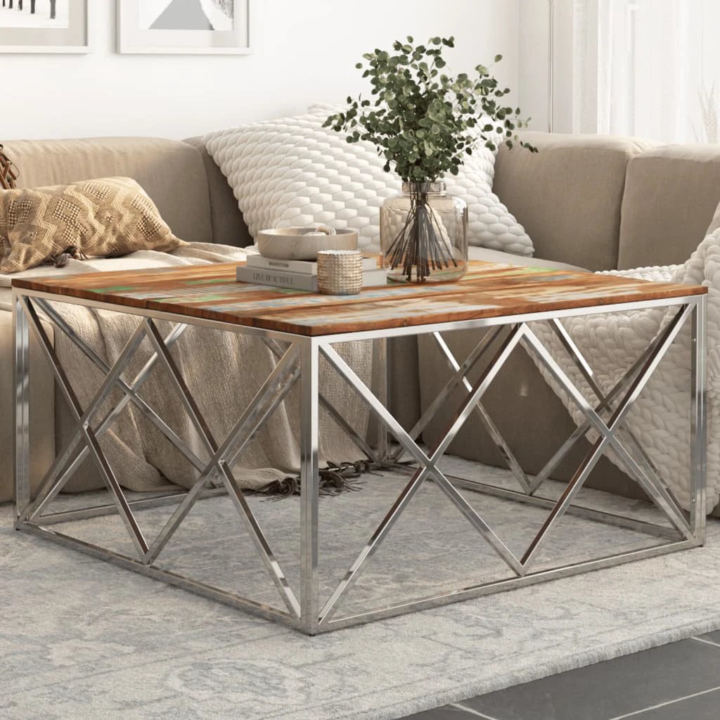 VidaXL Coffee Table 120x60 Cm Glass Top Stainless Steel Home by vidaXL