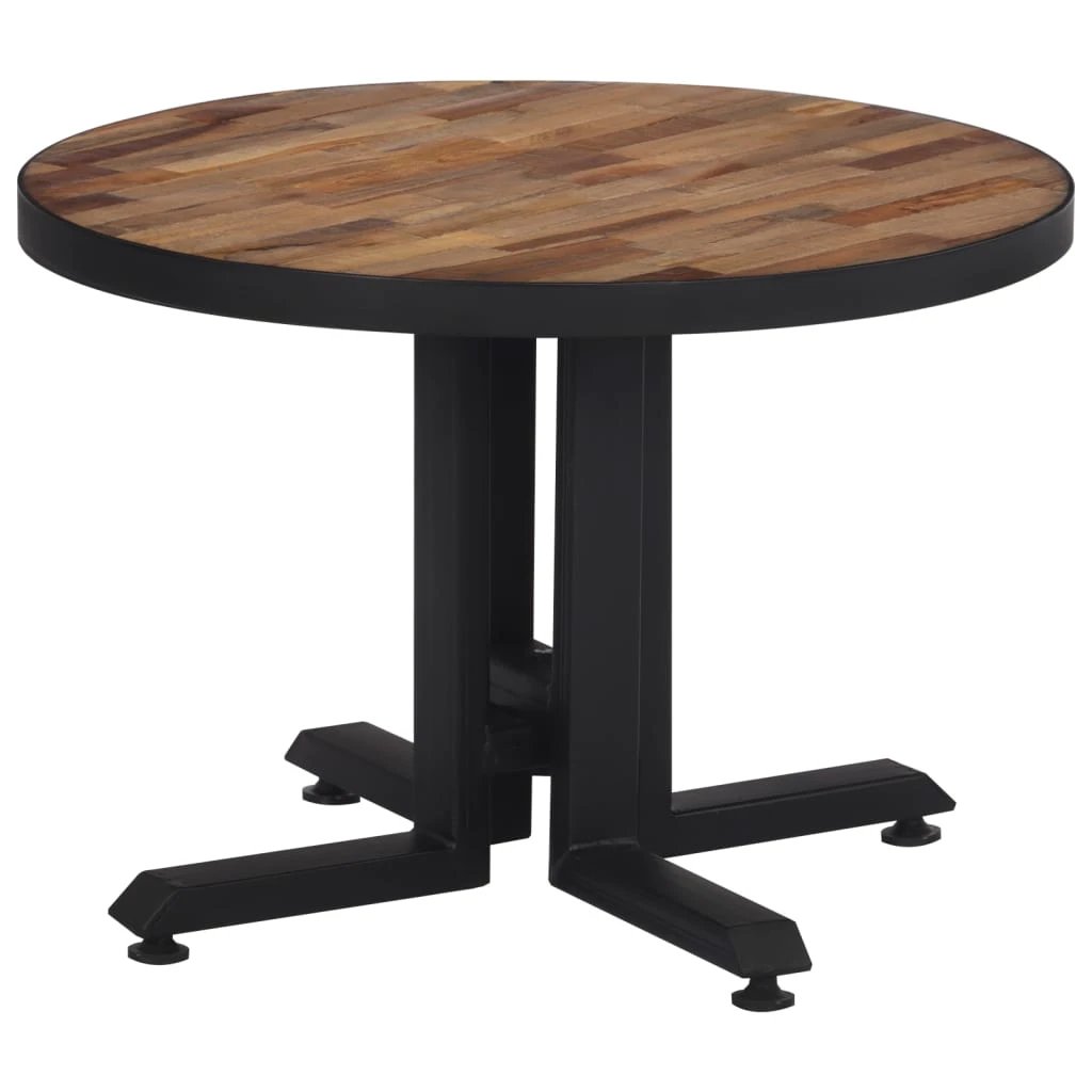 VidaXL Round Coffee Table Diameter 55 cm and Height 40 cm Solid Reclaimed Teak With Black Base For Living Room by vidaXL