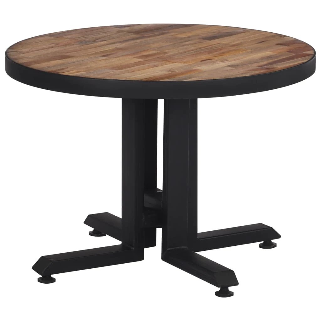 VidaXL Round Coffee Table Diameter 55 cm and Height 40 cm Solid Reclaimed Teak With Black Base For Living Room by vidaXL