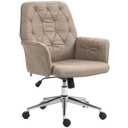 Vinsetto Vinsetto Computer Chair w/ Armrest Modern Style Tufted Home Dining Room Khaki - Office Chair