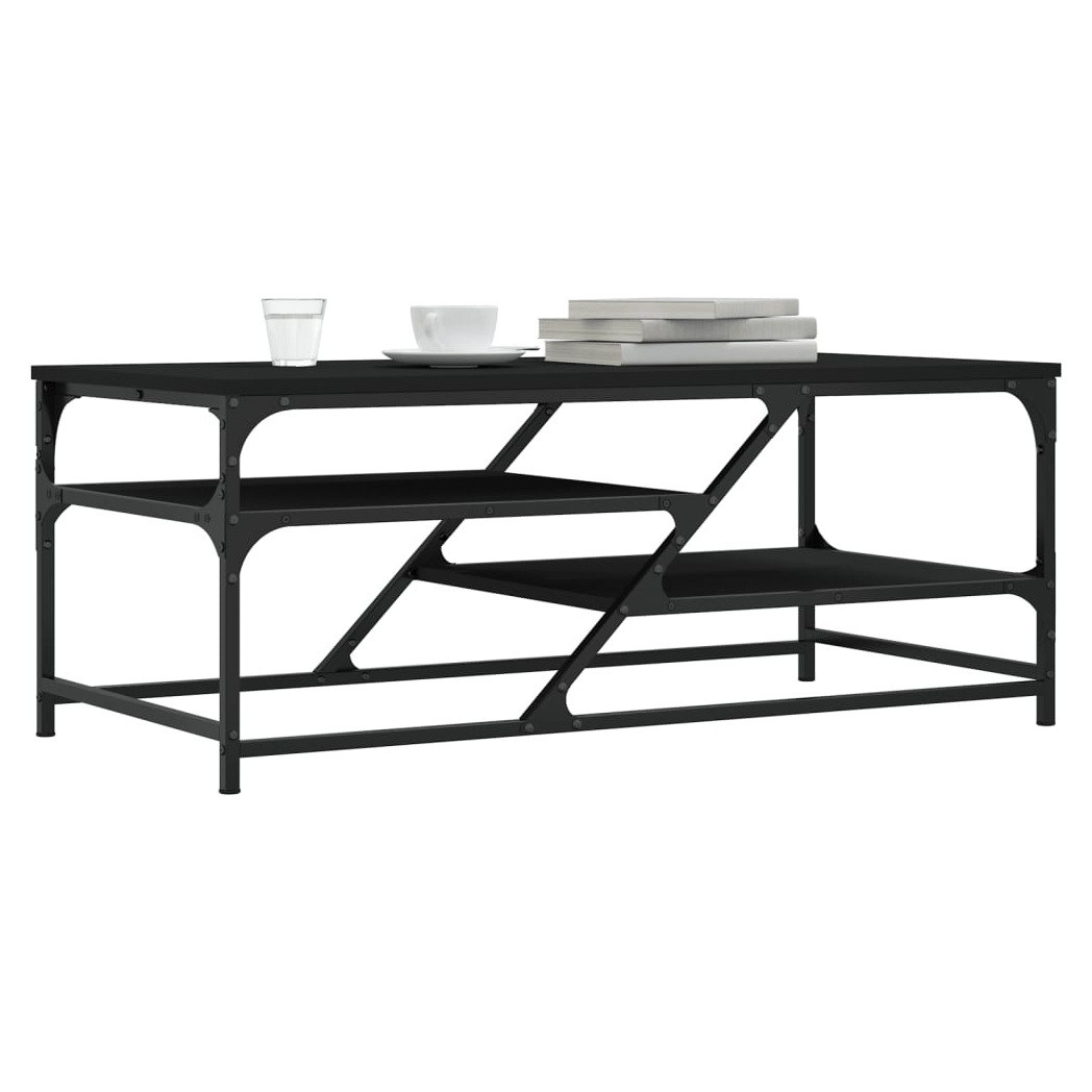 vidaXL VidaXL Coffee Table 100x49x40 Cm Engineered Wood Moisture Resistant With Open Shelves Living Room - Coffee Table