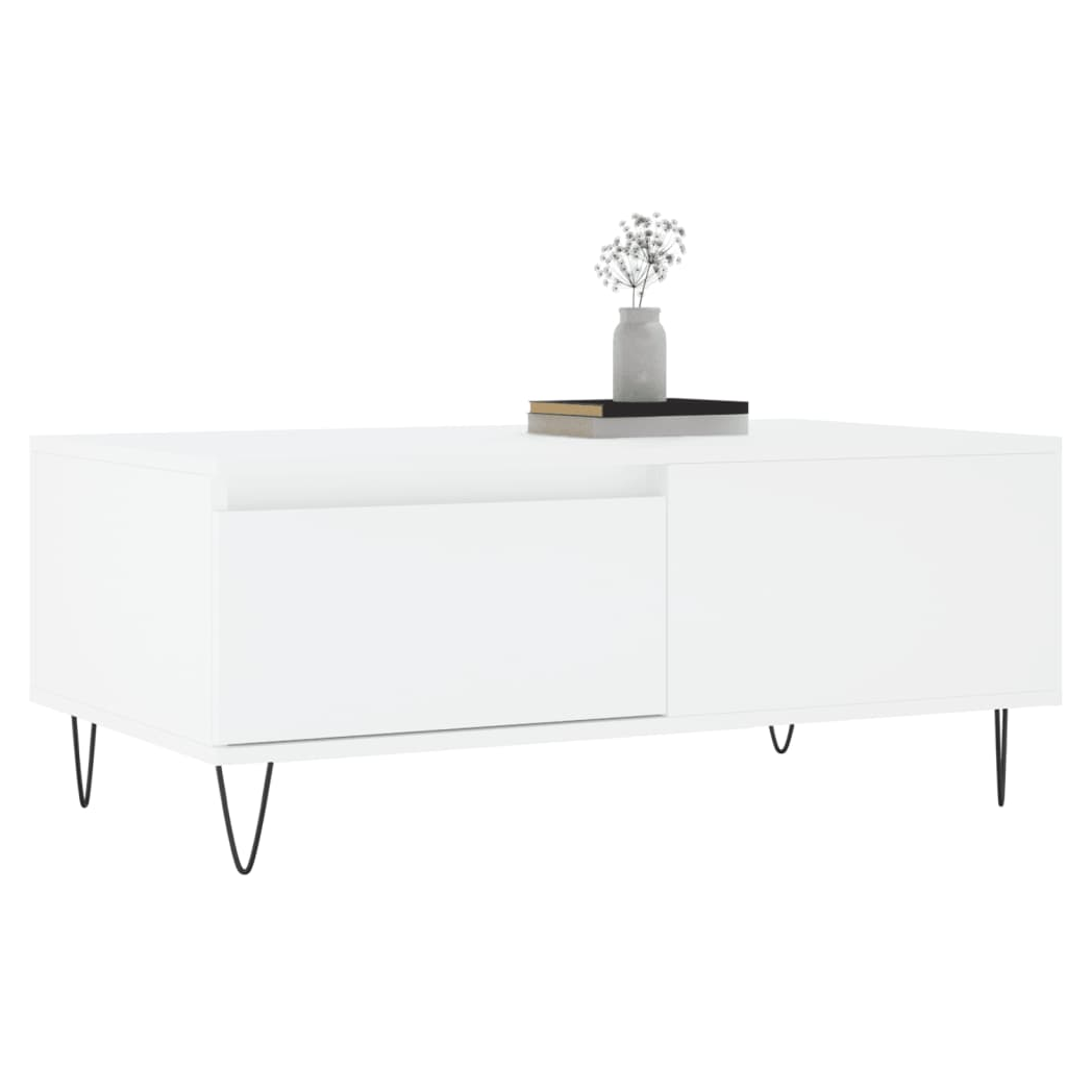 vidaXL vidaXL Coffee Table 90x50x36.5 cm White Engineered Wood Moisture-Resistant Living Room - Coffee Table