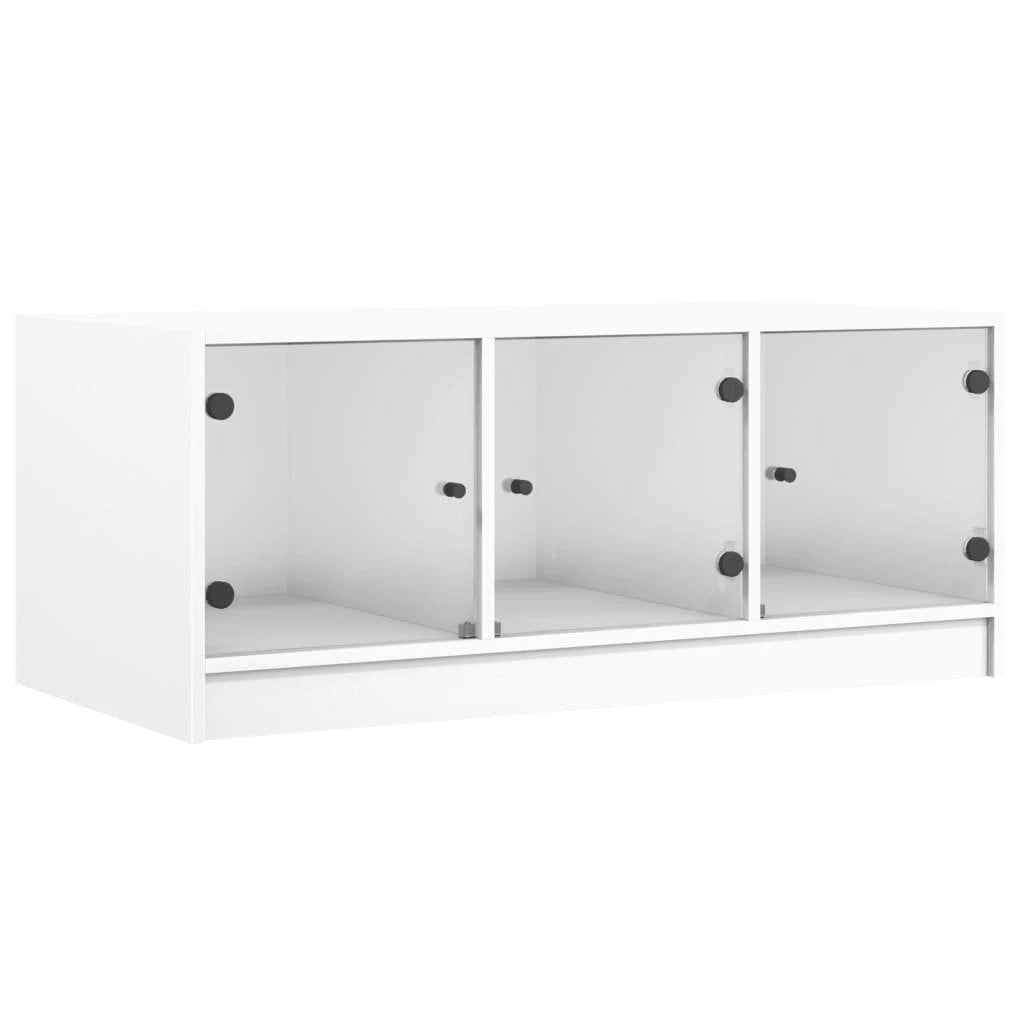 vidaXL VidaXL Coffee Table White Glass Doors 102x50x42 Cm Moisture Resistant Living Room Storage - Coffee Table