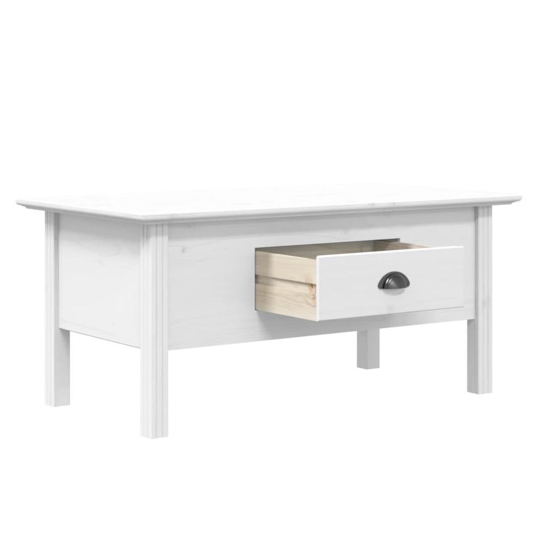 vidaXL VidaXL Coffee Table 100x55x45 Cm Solid Pine Wood French Style Drawer White For Living Room - Coffee Table