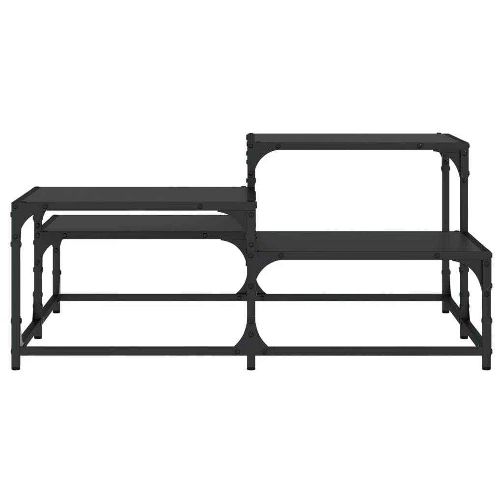 vidaXL vidaXL Coffee Table 87.5x87.5x40 cm Engineered Wood Black Metal Frame Living Room Decor - Coffee Table