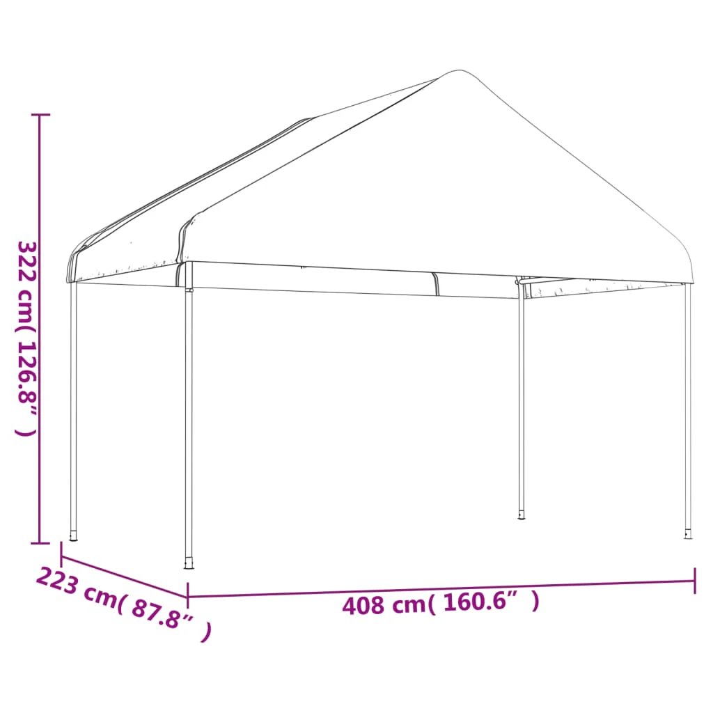 vidaXL vidaXL Gazebo with Roof White 4.08x2.23x3.22 m Polyethylene - Gazebos