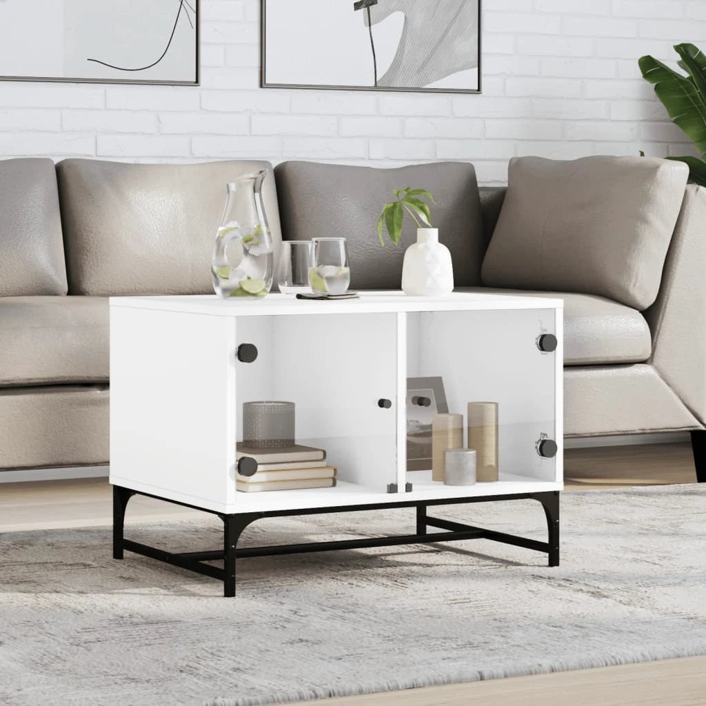 vidaXL VidaXL Coffee Table 68.5x50x50 cm Glass Doors Living Room - Coffee Table