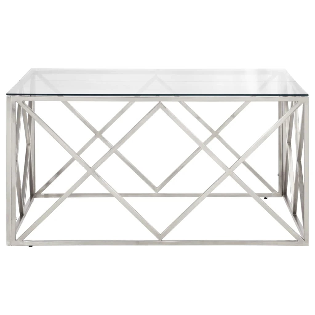 VidaXL Coffee Table 120x60 Cm Glass Top Stainless Steel Home by vidaXL