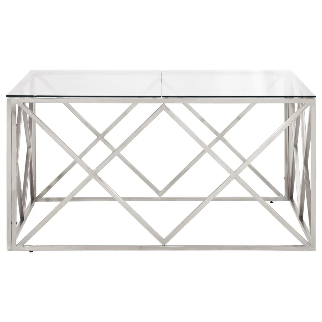 VidaXL Coffee Table 120x60 Cm Glass Top Stainless Steel Home by vidaXL