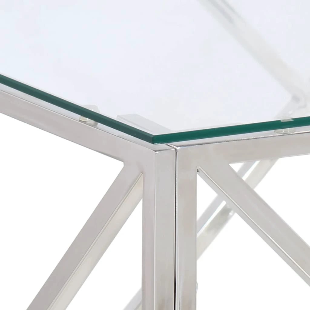 VidaXL Coffee Table 120x60 Cm Glass Top Stainless Steel Home by vidaXL