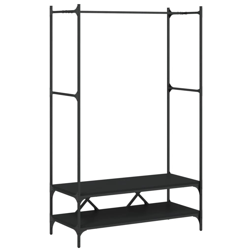 vidaXL VidaXL Clothes Rack With Shelves Black Engineered Wood And Metal Frame For Home Organization - Wardrobe