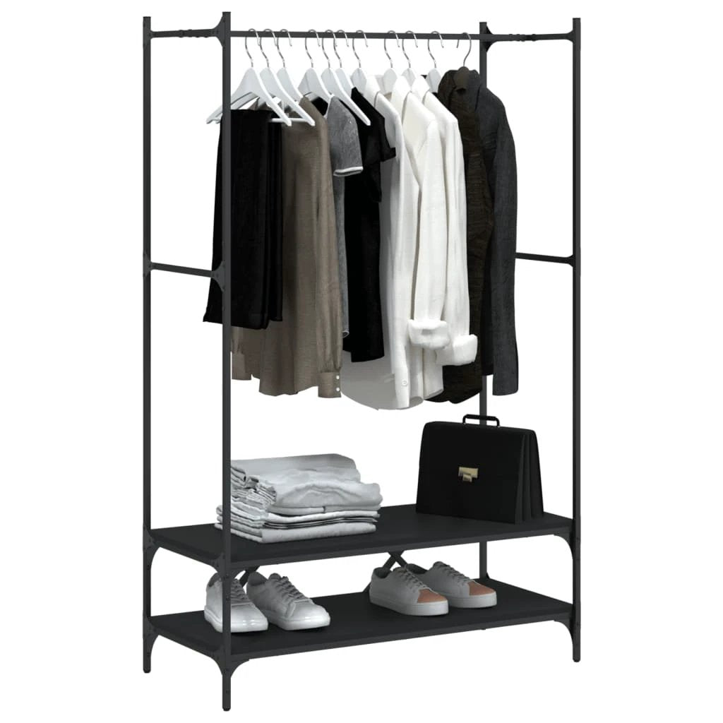 vidaXL VidaXL Clothes Rack With Shelves Black Engineered Wood And Metal Frame For Home Organization - Wardrobe