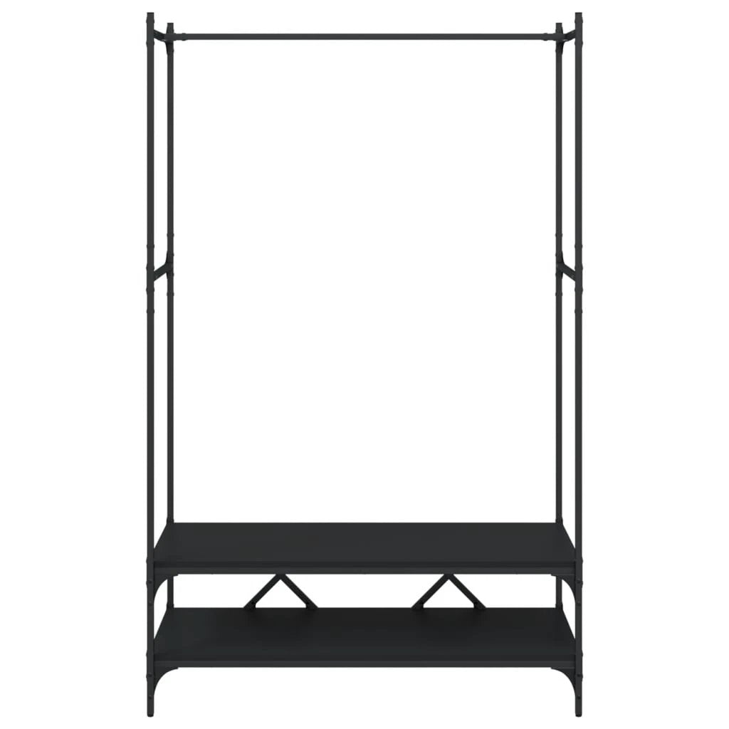 vidaXL VidaXL Clothes Rack With Shelves Black Engineered Wood And Metal Frame For Home Organization - Wardrobe