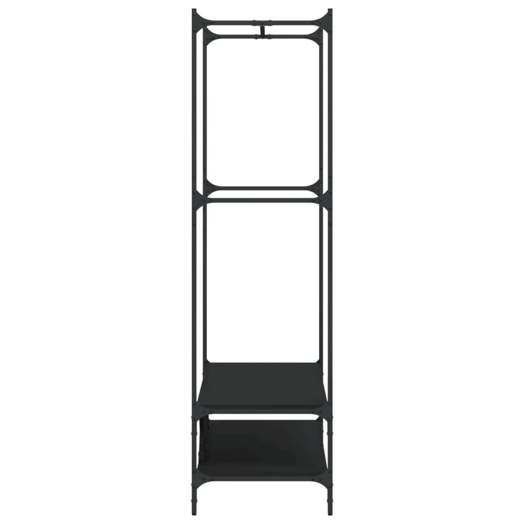 vidaXL VidaXL Clothes Rack With Shelves Black Engineered Wood And Metal Frame For Home Organization - Wardrobe