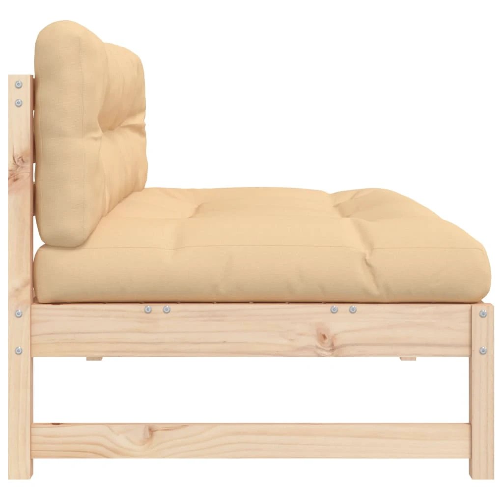 VidaXL Middle Sofa 120x80 Cm Slatted Pine Cushioned Garden by vidaXL