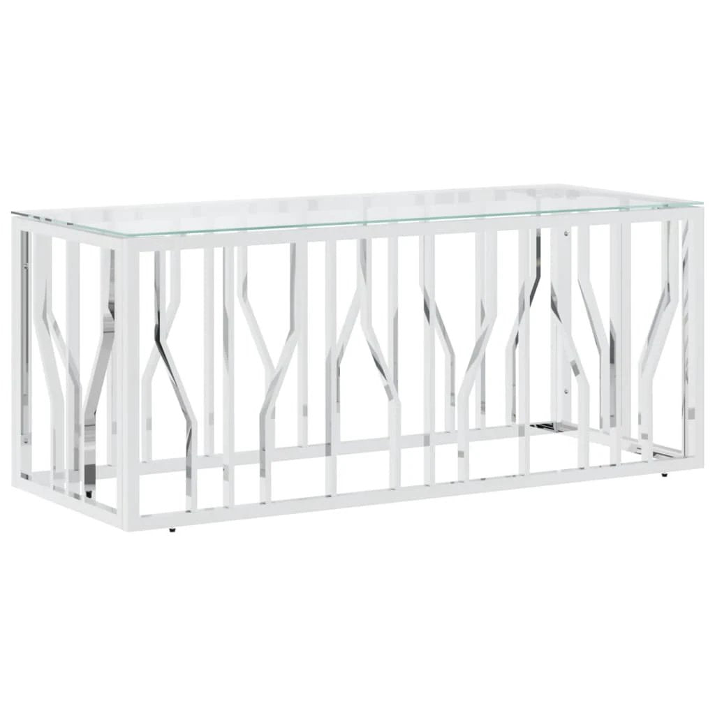VidaXL Coffee Table 110x45x45 Stainless Steel And Glass Home by vidaXL