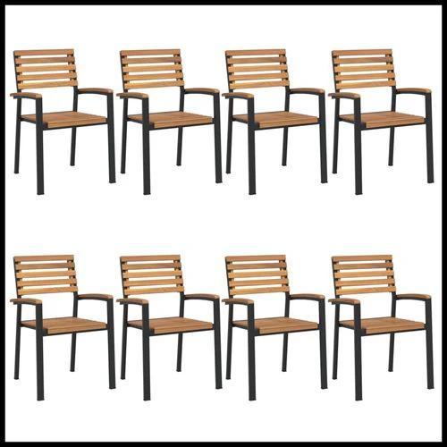 vidaXL vidaXL 9 Piece Garden Dining Set 200x90x75 cm Solid Acacia Wood and Powder-Coated Metal for Outdoor Family Meals - Garden Set