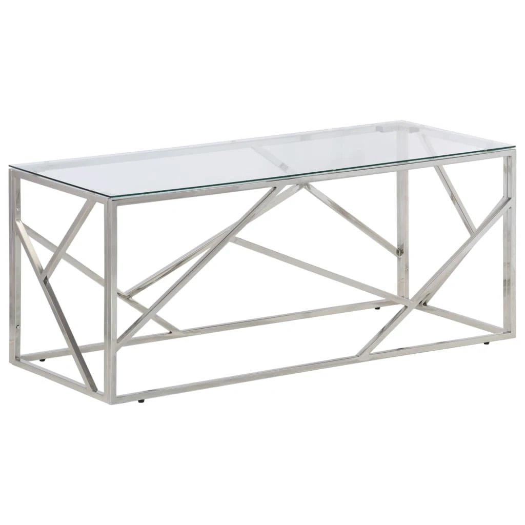 vidaXL VidaXL Coffee Table Stainless Steel Tempered Glass for Home - Coffee Table