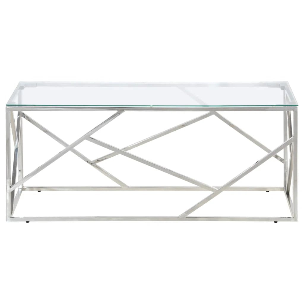 vidaXL VidaXL Coffee Table Stainless Steel Tempered Glass for Home - Coffee Table