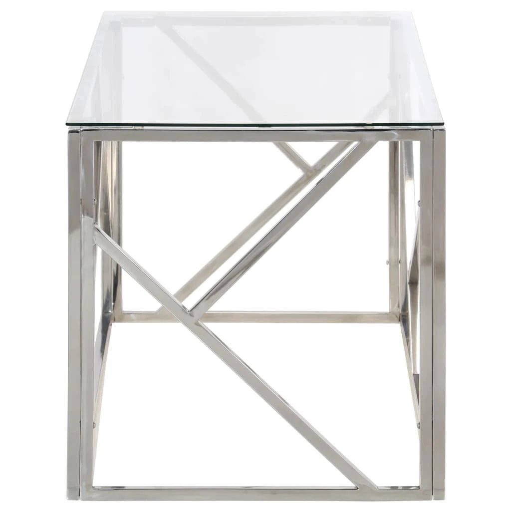 vidaXL VidaXL Coffee Table Stainless Steel Tempered Glass for Home - Coffee Table
