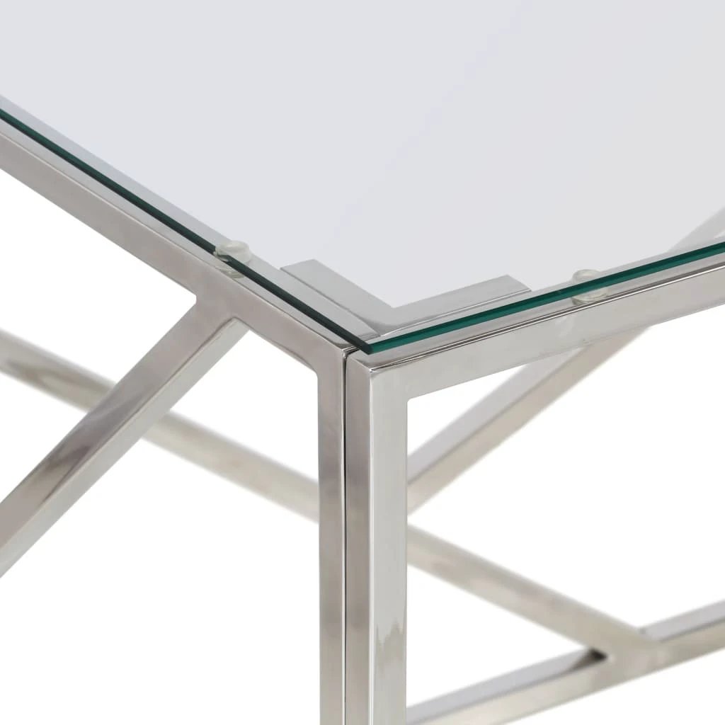 vidaXL VidaXL Coffee Table Stainless Steel Tempered Glass for Home - Coffee Table