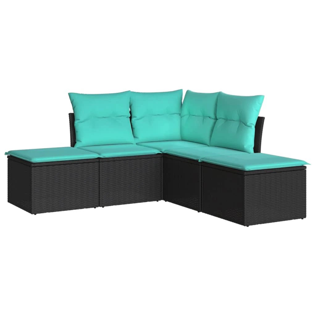 vidaXL vidaXL 5 Piece Garden Sofa Set with Cushions Black Poly Rattan - Garden Sofa Sets