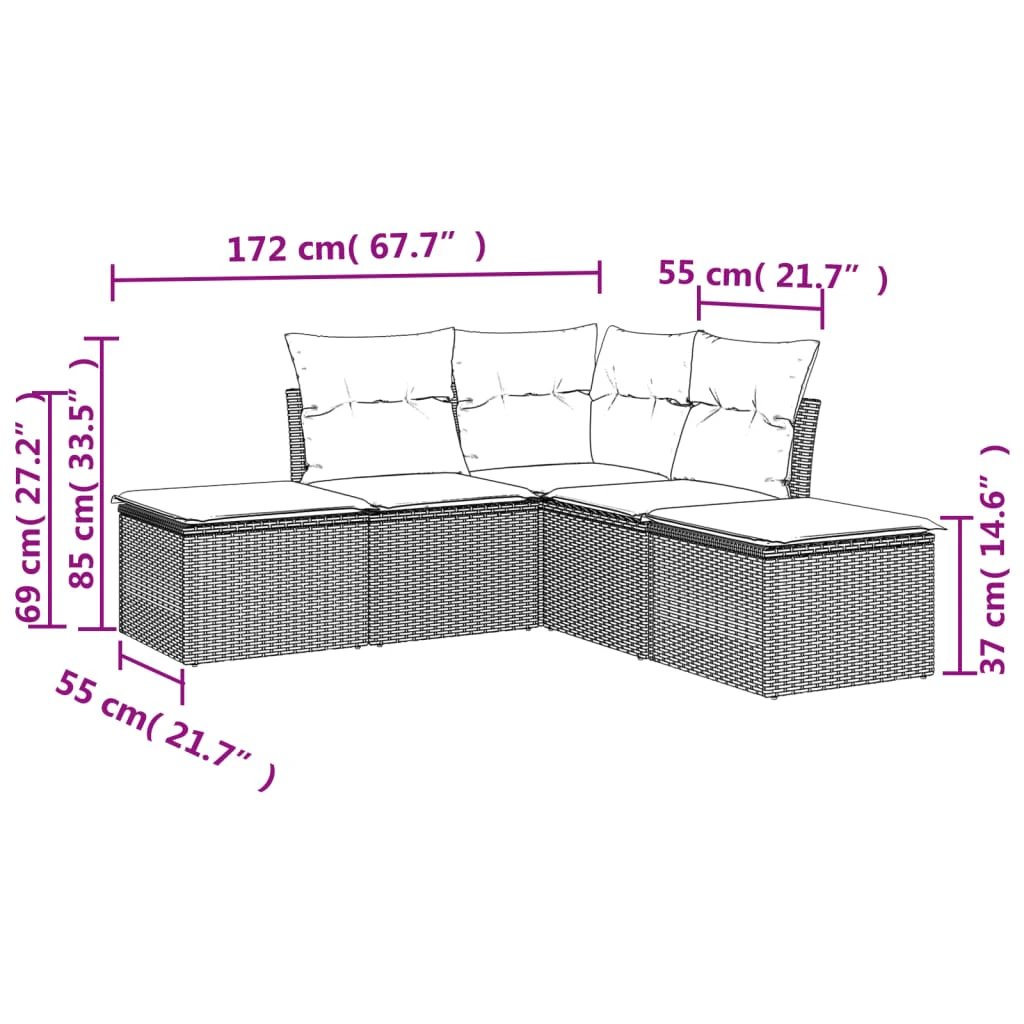 vidaXL vidaXL 5 Piece Garden Sofa Set with Cushions Black Poly Rattan - Garden Sofa Sets