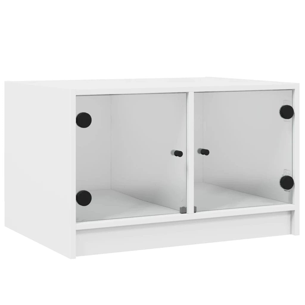 vidaXL VidaXL Coffee Table 68x50x42 cm GlassDoors White LivingRoom - Coffee Table
