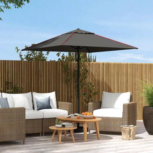 Outsunny Outsunny Sun Parasol with Vent, Table Umbrella for Patio, Garden, Pool, Grey - Parasol