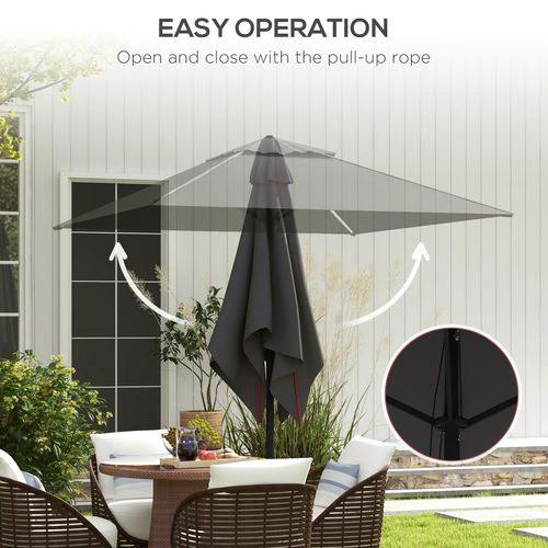 Outsunny Outsunny Sun Parasol with Vent, Table Umbrella for Patio, Garden, Pool, Grey - Parasol